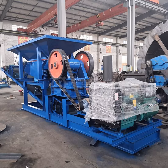 1-5 Tons Per Hour Small Scale Rock Gold Processing Line Jaw Crusher Wet Pan Mill 6s-Shaking Table Ore Beneficiation Equipment
